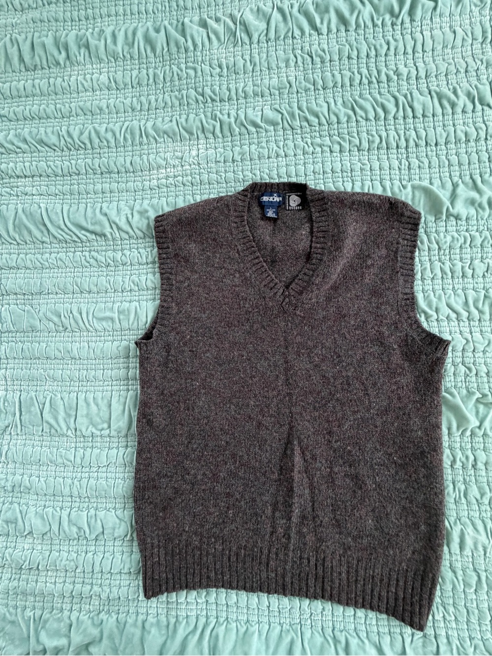 Classic Men's V-Neck Sweater Vest in Dark Charcoal Brown-Large